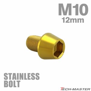 M10×12mm P1.25 cap bolt taper head stainless steel Gold cowl fender engine car bike custom 1 piece TB0107