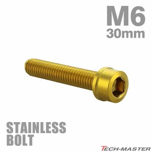 M6×30mm P1.0 キャップボルト テーパヘッド ステンレス ゴールド カウル フェンダー エンジン 車 バイク カスタム 1個 TB1033