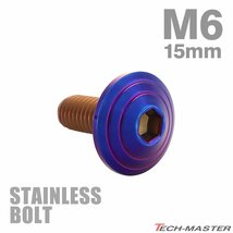 M6×25mm P1.0 ボタンボルト シェルヘッド ステンレス 焼きチタンカラー カウル スクリーン フェンダー 車 バイク カスタム 1個 TR0122_画像1