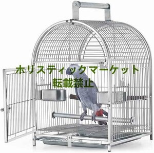 ステンレス鋼 鳥用キャリーかご 中型のオウムに適しています トレイ フードカップ2個 スタンディングスティック2本付き カバー付き A702