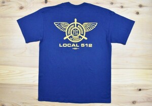 80s90sUSA古着 TWU LOCAL 512 ユニオン ビンテージ ポケットTシャツ sizeL 紺 ワーク ワーカー 労働組合 アメリカ アメカジ PLATINUM PLUS