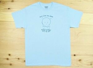 USA古着 可愛いタコのイラストのTシャツ sizeL 水色 動物 アニマル 海洋生物 Jason Thomas キャラクター アメリカ アメカジ GILDAN