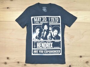 USA古着 AUTHENTIC HENDRIX 1970 コンサート Tシャツ sizeS 灰紺 くすみブルーグレー ジミヘンドリックス バンドT ライブT 海外 音楽