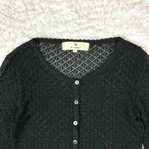 M'S GRACY エムズグレイシー カーディガン ブラック 7分袖 かぎ編み 黒 アクリル ナイロン 9 B2710の画像2