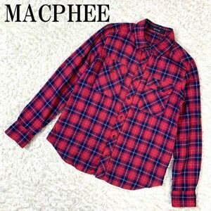 MACPHEE マカフィー チェックシャツ レッド系 TOMORROWLAND トゥモローランド 長袖 赤 コットン 38 B2752