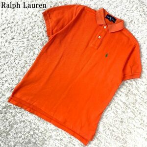  Ralph Lauren cotton 100% polo-shirt with short sleeves orange Ralph Lauren casual sports bra ndo Logo . have hem both side slit entering M B2947