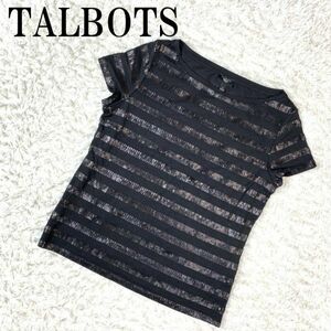 TALBOTS Talbots украшен блестками cut and sewn черный короткий рукав футболка окантовка чёрный полиэстер искусственный шелк S B2994