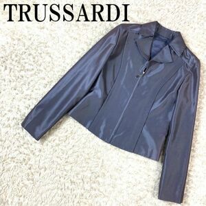 TRUSSARDI トラサルディ ジャケット ブルー系 長袖 青 コットン ポリエステル キュプラ 40 B3214