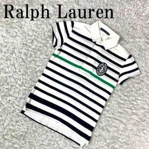 Ralph Lauren 襟付きボーダーカットソー ホワイト ラルフローレン 白 半袖 コットン M B3225