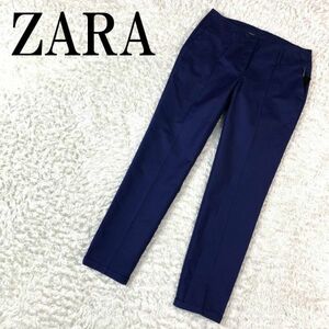 ZARA BASIC ザラベーシック テーパードパンツ ブルー ネイビーブルー 紺色 青 コットン ポリウレタン 36 B3235