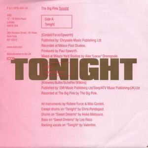 即決！THE BIG PINK / TONIGHT [7”] 4AD NEW WAVE インディーダンス エレクトロ ドリームポップ