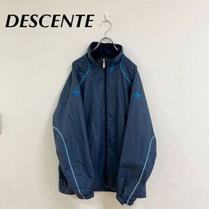 DESCENTE デサント　ウィンドブレーカー　M ジャージ　ジャケット　フルジップ　ネイビー　ブルー　ナイロンジャケット　刺繍ロゴ