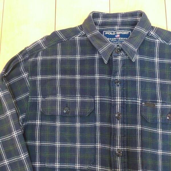 希少!! 90s POLO SPORT cotton flannel shirt