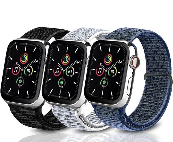 アップルウォッチ バンド42/44/45/49mm Apple Watch 8/SE/7/6/5/4/3/2/1に対応 ナイロンバンド スポーツバンド 3本セット