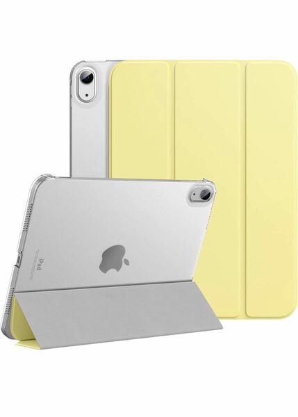 iPad 10世代 ケース 2022 10.9インチ 軽量 耐衝撃 三つ折り スタンド スマートカバー　黄色　iPadケース　新デザイン