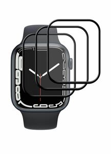 Apple Watch series 7 /8画面保護シート アップルウオッチ45mm 液晶シール カバー 液晶保護 ソフト PET複合材 炭素繊維 3D曲面カバー 3枚