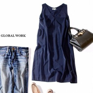 ☆☆ 美品 GLOBAL WORK グローバルワーク ☆☆ 大人可愛い ゆったりスーツ生地 ワンピース M 春 夏 23A07