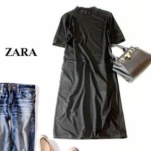 ☆☆ 美品 ザラ ZARA ☆☆ ゆったり可愛い ポケット付き ジャージーストレッチ ワンピース L 秋 合服 23B09