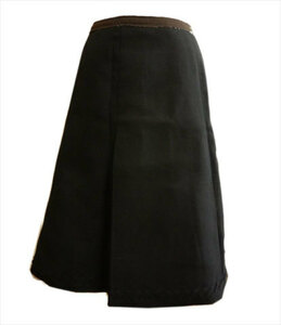  beautiful goods Prada pcs shape type skirt black lady's stitch Brown line 40 genuine article judgment ending 