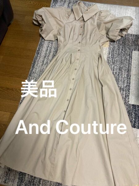 美品　アンドクチュール　And Couture パフスリーブ　ウエストギャザー　ワンピース