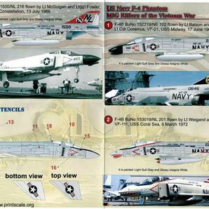 1/72 Print Scaleプリントスケールデカール 72-058 US NAVY F-4 Phantom Mig Killers of the Vietnam War Part 1の画像3