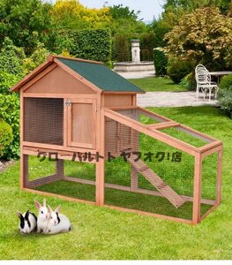 実用★ ペット別荘ハウス 豪華 木製 猫 ウサギ ニワトリ小屋 飼育 アヒル 鳥かご キャットハウス ハウス おうち 屋外養殖 庭用 S342