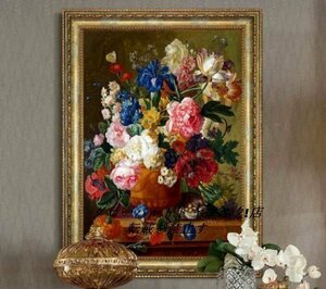 Art hand Auction لوحة زيتية زهور بحالة جيدة جداً مقاس 55*40 سم D20, تلوين, طلاء زيتي, باق على قيد الحياة