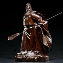 仏教工芸 精密細工 関羽像 精密彫刻 極上品 黒檀木 仏師で仕上げ品 武財神 三国志 　_画像2