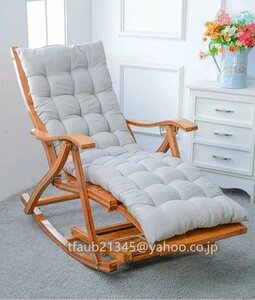Art hand Auction 대나무 흔들의자, 레저 접이식 의자, 낮잠 라운지 의자, 높이 조절 가능, 롱 쿠션 포함, 핸드메이드 아이템, 가구, 의자, 의자, 의자