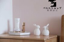 置物 セラミッククラフトウサギ リビングルームの装飾 白い陶製のウサギの置物 プレゼント セラミックうさぎ2匹 干支_画像2