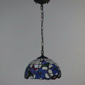 ウォールランプ ブルー　シャンデリア ステンドランプ 天井吊り型ランプ 花柄 ティファニー技法 照明 ステンドグラス