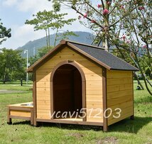 ◆美品◆高品質◆中型/大型犬用 犬別荘 木製 ペットハウス 犬小屋 ハウス おうち 屋外庭用 防水 防腐 豪華 別荘_画像4