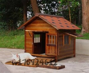 新入荷☆高級製品 犬小屋 犬 別荘 飼育ケージ 小動物ケージ 組立式 108*80*85cmcm 室外 木製 ドアと窓付きの犬用犬小屋 小型犬用