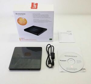 レノボ Lenovo スリム USB ポータブル DVD バーナー DB65 USB接続 外付け DVDスーパーマルチ ドライブ DVD-RW 超スリム