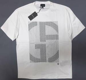 [新品] GIORGIO ARMANI　GAのビッグ刺繍ロゴ入り【メンズ・ジャージ半袖Tシャツ】◆2023年春夏モデル　サイズ：50(L相当)　◆色：白