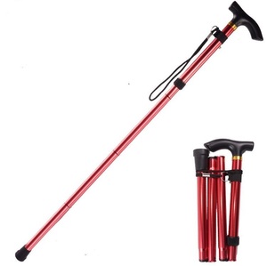 [ cane red ] cane folding stick light weight woman man stylish mountain climbing for women for man nursing light aluminium flexible type 