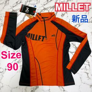 【新品】MILLET 長袖　トップス　オレンジ　ハーフジップ　ミレー　90 ブラック　黒　レッド　赤　トレッキング　登山