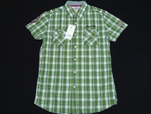 新品ALCOTTアルコット半袖カスタムチェックワークシャツMグリーン背面刺繍ワッペン付き\10450_画像1