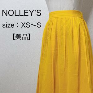 【美品】NOLLEY'S ノーリーズ ボイルタックギャザースカート フレア 34 カジュアル レディース サイドジップ 膝丈 ミディ