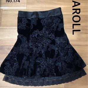 キャロル CAROLL スカート フレア ベロア花柄 ブラック レース