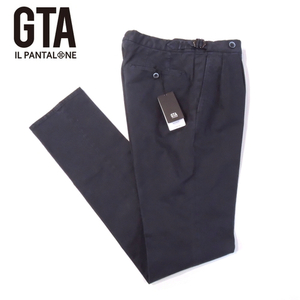 【定価3.5万・新品・50】 GTA HERRICK ガーメントダイ ストレッチコットンツイル サイドアジャスター2プリーツパンツ ネイビー 28405-852H