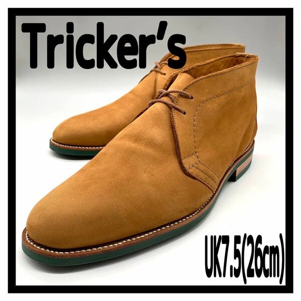 Tricker’s (トリッカーズ) チャッカブーツ ショートブーツ ダイナイトソール ヌバックレザー イエロー キャメル UK7.5 26cm 革靴 シューズ