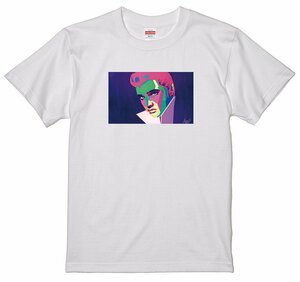 サイズS/M/L/XL有 レインボー カラフル グラフィック イラスト アート絵画 Tシャツ エルビス プレスリー 白地1 ロカビリー キング