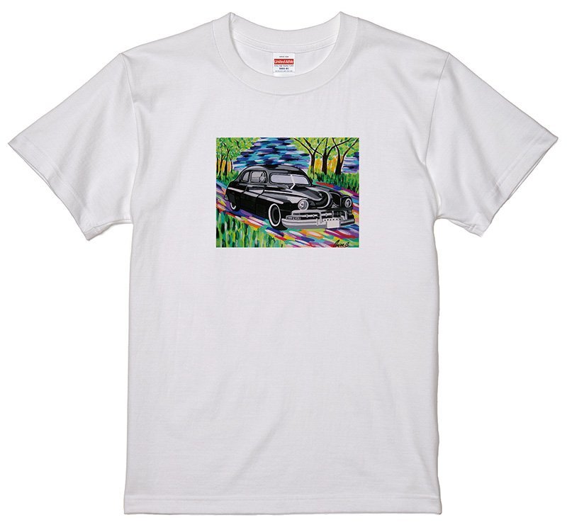 Taille S/M/L/XL arc-en-ciel coloré graphique Illustration Art peinture T-shirt Lincoln voiture américaine Hot Rod Low Rider, Biens liés à l'automobile, vêtements, T-shirt