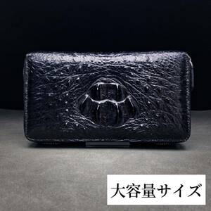 クロコダイル 長財布(ラウンドファスナー/背部位/ハンドメイド/本物/背革使用/本ワニ革/一枚革/実物写真/特大型ワニ/大容量サイズ)