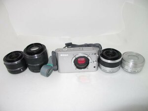 【まとめ売り】Nikon ミラーレス一眼カメラ Nikon 1 J1 標準ズームレンズキット シルバーN1 J1HLK SL＋レンズ3本 #3345-184