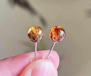  natural stone bar tik amber ( amber )s925 earrings ( number A3031)