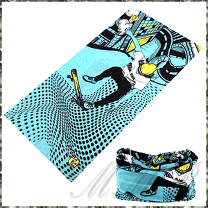 [Fashion] ハイキング バンダナ ヘッド バンド ネック チューブ リング ショール フェイス マスク マジック スカーフ (水色スケートボード)