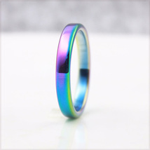 [RING] Hematite Rainbow ヒート グラデーション 焼き色 虹色 レインボー カラー ヘマタイト スムース フラット 4mm リング 19号_画像2