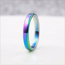 [RING] Hematite Rainbow ヒート グラデーション 焼き色 虹色 レインボー カラー ヘマタイト スムース フラット 4mm リング 19号_画像1